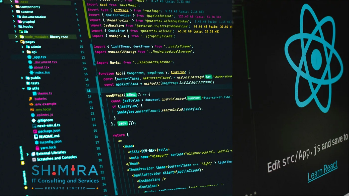 Laptop with react project open in it.